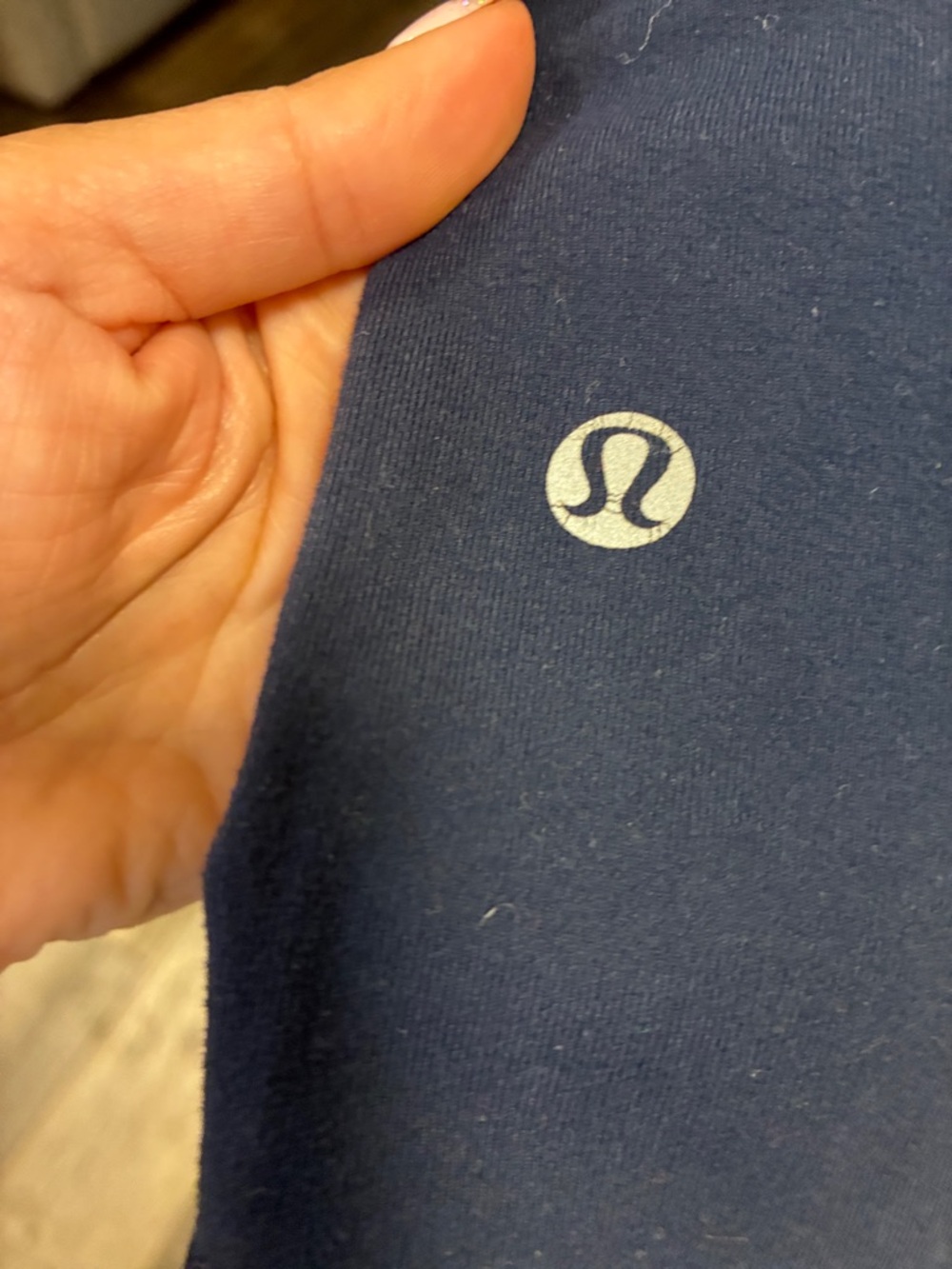 Lululemon Astro cropped Navy Leggings with Coral striped Foldover Waistband - Picture 9 of 10